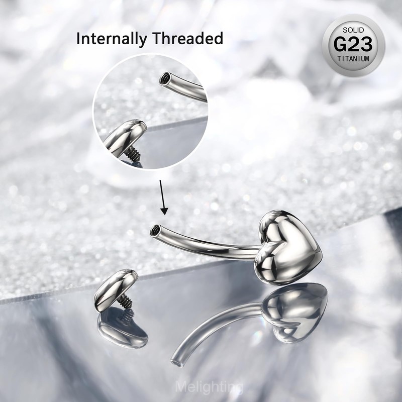 Melighting Titanium Belly Bars Heart Button Piercing Jewellery14G Belly Button