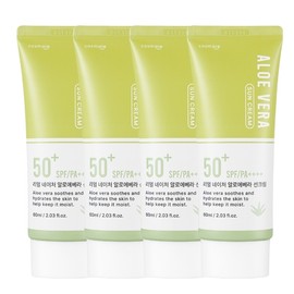 [COSMATE] Real Nature Aloe Vera Sun Cream SPF50+ PA++++ (60ml x 4) / [COSMATE] 리얼 네이처 알로에베라 선크림SPF50+ PA++++(60ml 4개)