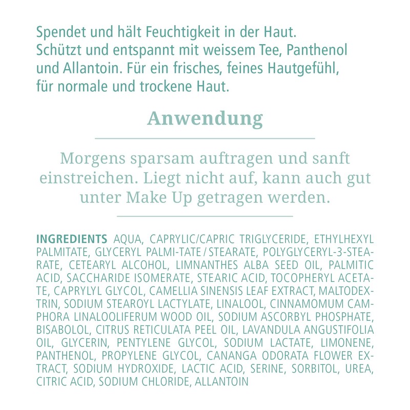 VICOPURA Day Cream, Alkaline Moisturising Cream, Quick-Absorbent, Non-Greasing, White Tea,