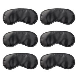 6 Pcs Black Blindfold Eye Masks Sleep Eye Cover Travel Sleeping Eye Mask Shade Soft Night Eye Mask Blackout Eye Cover Comfortable Nap Eye Mask Game Eye Cover with Elastic Strap