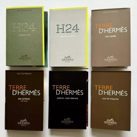 HERMÈS HERMES Terre D’Hermes & H24 Men Cologne Collection Sample Spray Vials 6pc  Set