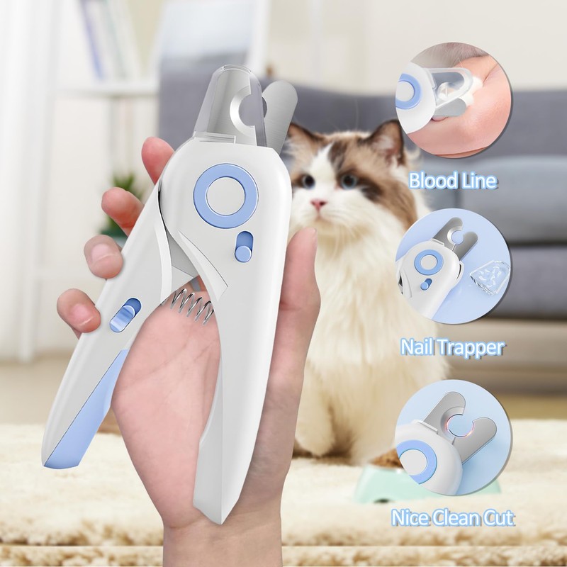 OWill Cat Nail Clippers with Safety Guard LED Light, Safe