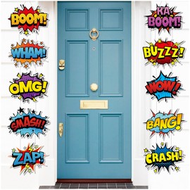 Hero Themed Party Decorations Hero Action Porch Sign Cutouts Superhero Theme Birthday Party Supplies Hanging Garden Banner Wall Door Party Backdrop Decor