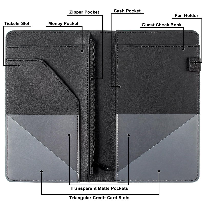 EcoVision Leather Waiter Book with Zipper Pocket - Server Booklet
