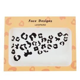Cheetah Print Face Stickers, Black Glitter Animal Pattern Decals, Self-Adhesive Temporary Face Jewels, Cat Costume Accessories (Black)