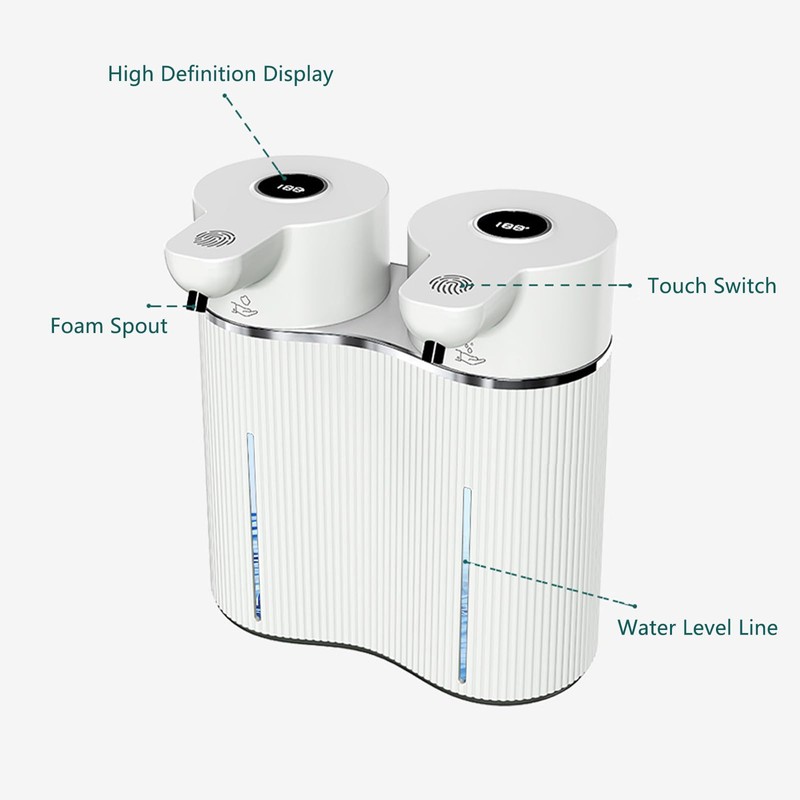 Automatic Soap Dispenser, Double Touchless Foam Liquid Soap Dispenser, 4