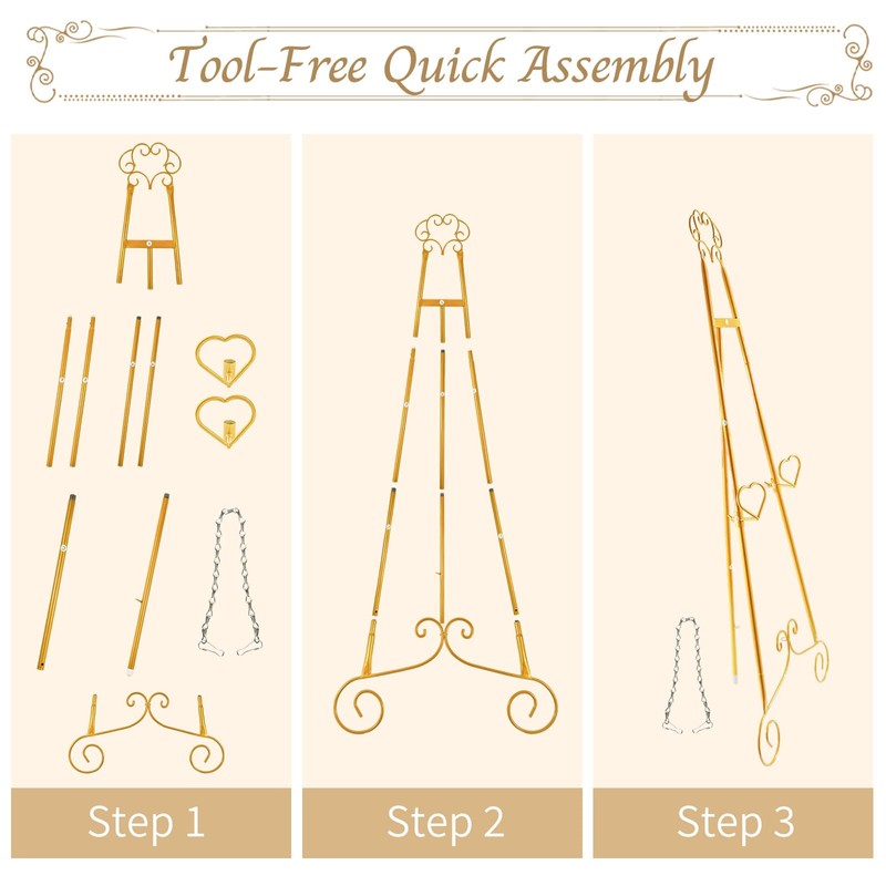 Gold Easel Stand for Sign,Heavy Duty Metal Adjustable Display Easel