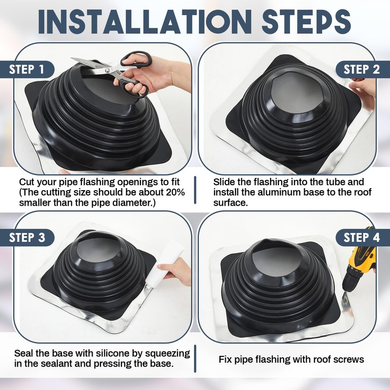 Yaocom #8 Metal Roof Vent Boot Flashing Chimney Roof Boot