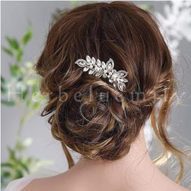 Herbeluemily Hair Comb, Hairpin, Hair Accessory, Pearl, Hair Ornament, Formal & Party Hair, Silver, A