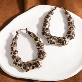 GRDSAW Leopard Dangle Earrings for Women Statement Square Drop Flash Metal Earrings Disc Earring Geometric Modeling Animal Print Stud Earring Fashion Jewelry (Droplet)