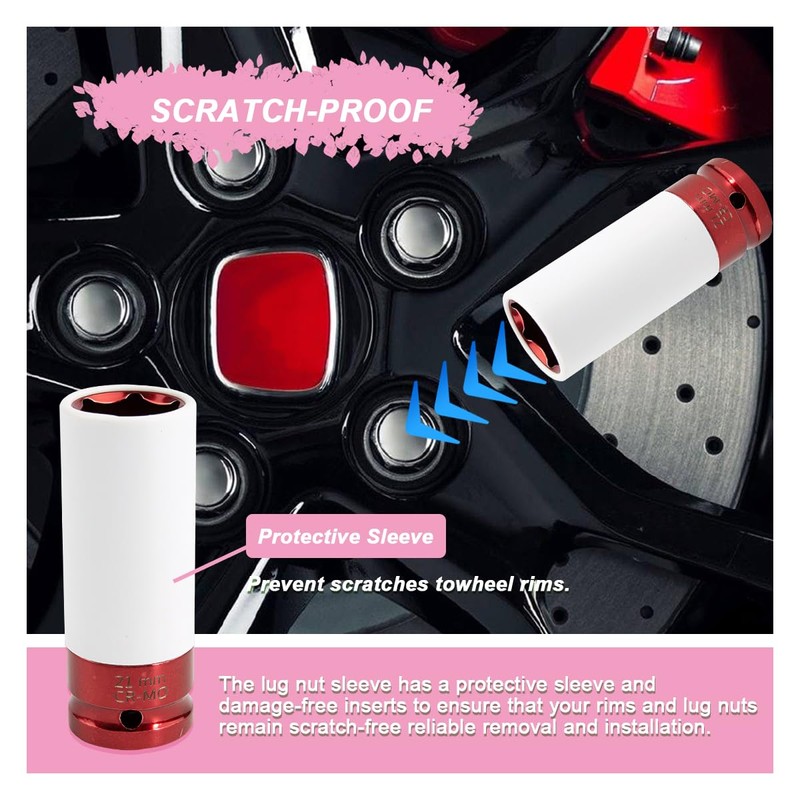 UHANBUT 1/2" Drive 21 mm Lug Nut Impact Socket, CR-MO