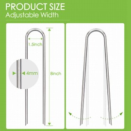 FAAYUCK 8 Inch Landscape Staples, 12 Pack Galvanized Landscape Stakes Heavy Duty 8 Gauge U-Shaped Garden Stakes, Ground Stakes for Weed Barrier Fabric, Irrigation Tubing, Fence, Outdoor Decorations