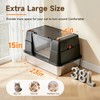 KISENG Stainless Steel Litter Box with Lid, High Sided Enclosed
