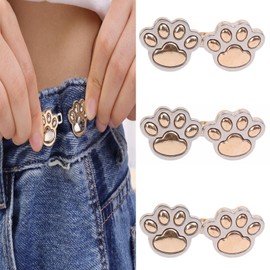 YFFSFDC (Waist Adjustment Buttons, Cute Kitty Paw Types, 3 Sets) Jeans, Adjustment Buttons, Rivets, Seamless, Waist Buckle, Easy to Remove and Adjust Loose Jeans, Pants, Skirt, T-shirt, Hoodie, Etc.