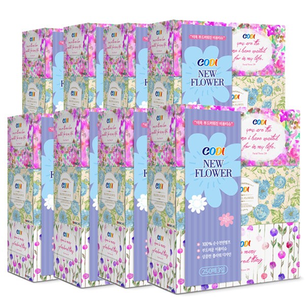 Cody New Flower Foot Tissue 250 sheets 3 packs x