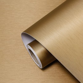 TAPETYLLER Stainless Steel Contact Paper 15.7"x 118" Dark Gold Stainless Steel Contact Paper Peel and Stick Countertop Self Adhesive Thick Texture Vinyl Waterproof Wallpaper Fridge Kitchen Cabinets