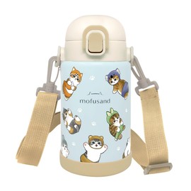 mofusand 53-2165 Vacuum Insulated Stainless Steel Bottle, 23.7 fl oz (700 ml), Lock Cover, Shoulder Strap, Cold for 6 Hours, Direct Drinking Type, Water Bottle, For Kids