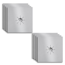 8 Pcs Stove Burner Covers, 0.2 mm 10.6" x 10.6" Gas Stove Protector Gas Stove Liners Reusable Gas Range Protectors for Kitchen (Silver)