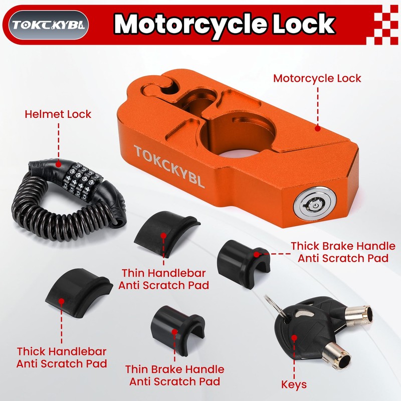 TOKCKYBL Motorcycle Lock, Heavy Duty Anti Theft Helmet, Brake and