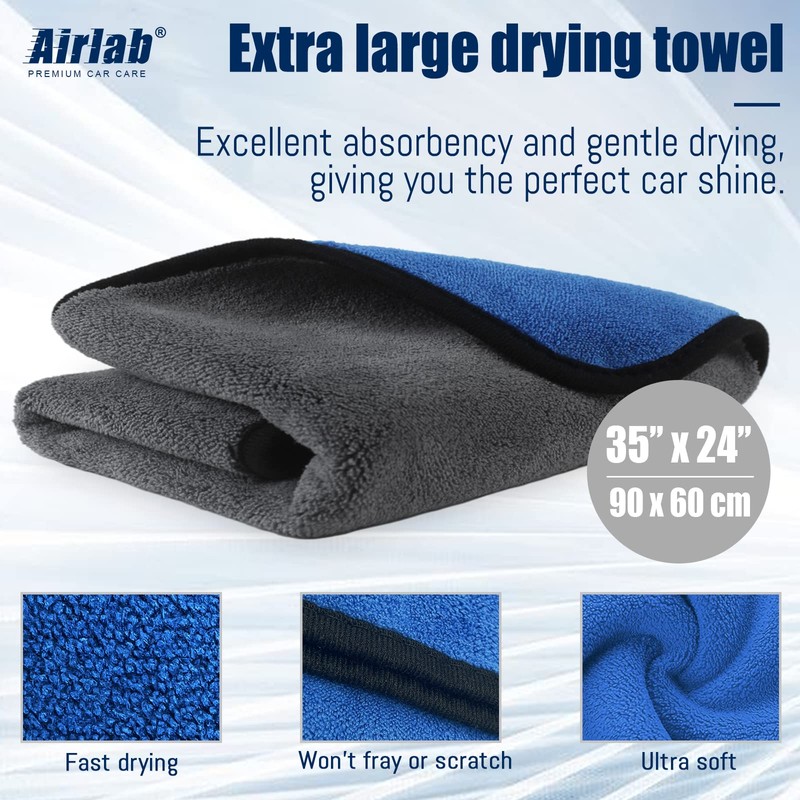 Airlab Microfibre Cloth Extra Large XXL 90x60cm, Dual-Sided Car Drying
