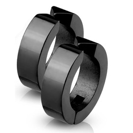 Bungsa Hoop Earrings Classic Stainless Steel – 1 Pair – (Earrings Ear Studs Women Men Fashion Earrings), Stainless Steel, No Gemstone