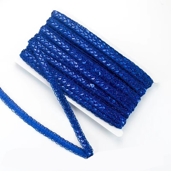 Aoktorkit Royal Blue Polyester Sequin Ribbon Fabric Trim, 10mm x
