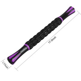 Yansyi Muscle Roller Stick for Athletes - Body Massage Roller Stick - Release Myofascial Trigger Points Reduce Muscle Soreness Tightness Leg Cramps & Back Pain for Physical Therapy & Recovery (Purple)
