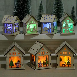 Wood Craft Kits Unfinished Small Houses 3D Cutting Wooden Puzzle Toy for Kids and Adults Build Your Own Perfect Decoration-Including 7 pcs