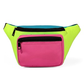 MIAIULIA 80s Neon Waist Fanny Pack for 80s Costumes,Festival Travel Party(Rose Green Blue)