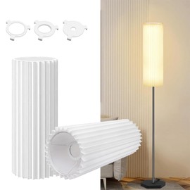 Drum Lamp Shade for Floor Lamps and Chandelier, 15.7"x6.1"x6.1" Linen Round Pleated Barrel Shade in White, Large Replacement Lamp Shade for Modern Interiors