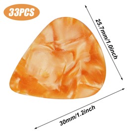 AMANDELIZABE Set of 33 Guitar Picks 6 Different Gauges Celluloid 0.5mm 0.58mm 0.75mm 0.84mm 1.0mm 1.2mm for Bass Ukulele Electric Guitar