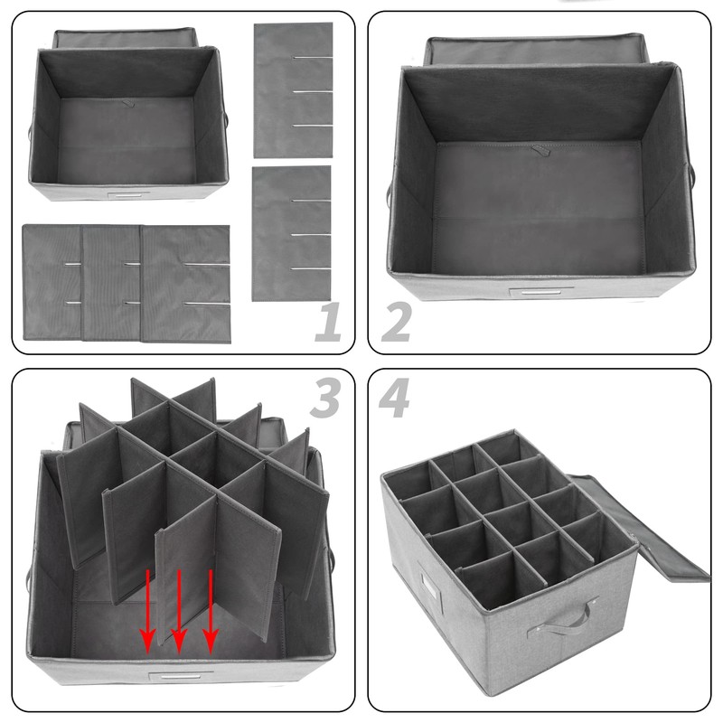 popoly Stemware Storage Cases, Wine Glass Storage Box Containers with