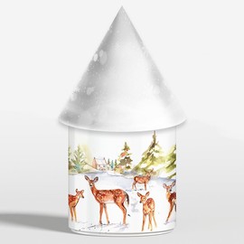 Leonardo Christmas LED Light Up Deer Family Snow Scene Lantern Lamp Decoration 21cm High