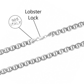 Savlano 925 Sterling Silver 6mm Italian Solid Flat Mariner Link Chain Necklace For Men & Women - Made in Italy Comes With a Gift Box (22, 6mm)