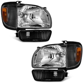 WEELMOTO Headlights Assembly for 2001-2004 Tacoma Headlights with Corner Signal Lamps and Bumper Light Driver and Passenger Side Headlamp Replacement Pair