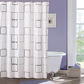 Gvolatee Shower Curtain, Anti-Mould, 180 x 180 cm, Washable PEVA Shower Curtains with 12 Shower Curtain Rings, Anti-Bacterial Shower Curtains, Waterproof Bathroom Curtain, Quick Drying Bathroom