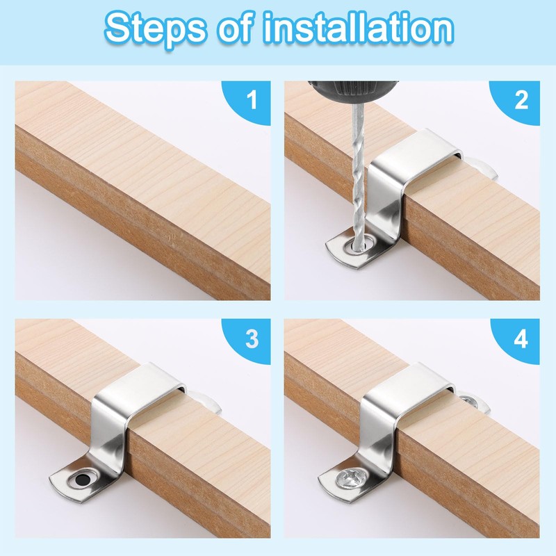 uxcell 5Pcs U Shaped Connector Bracket, 40x60mm 304 Stainless Steel