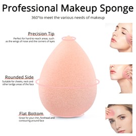 Beakey - Esponja de maquillaje para base de maquillaje, esponja de belleza, esponjas Boun Boun Flawless para líquido, crema y polvo, sin látex y vegano, 5 unidades de color rosa