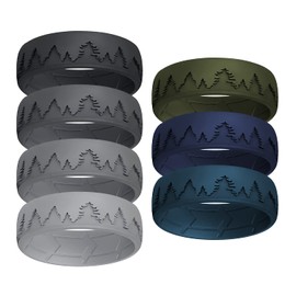 ROQ Breathable Silicone Rings for Men - Hunter Ring - Unique Design Mens Silicone Rubber Wedding Ring Band - Black, Grey, Dark Green, Blue Colors - Size 10