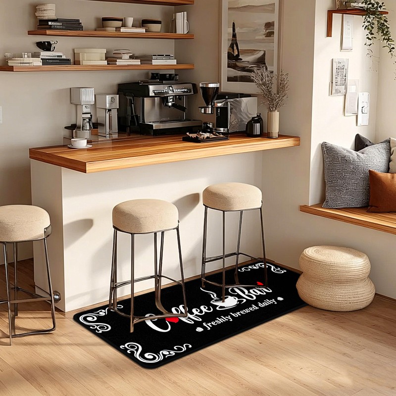 Coffee Themed Kitchen Mats for Floor, Non Slip Cushioned Kitchen