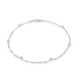 925 Sterling Silver Anklets For Women, Ankle Bracelets for Women, Beach Anklets, Bead Anklet, Summer Jewelry, 10 Inch Anklet