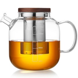 DOPUDO Glass Teapot With Stainless Steel Infuser 1200ml, Glass Tea Pot, Loose Leaf Tea Kettle, Glass Kettle Stovetop, Teapot With Strainer, Tea Infuser Pot Glass Teacup Tea Cups For Blooming Tea