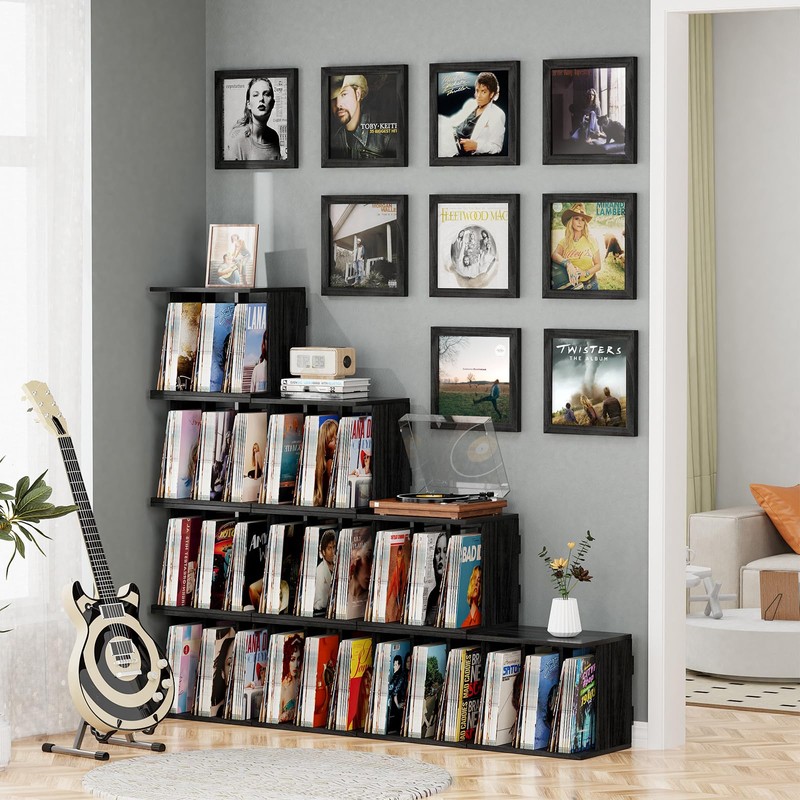 Emfogo Vinyl Record Storage, Record Player Stand Wall Mount Up