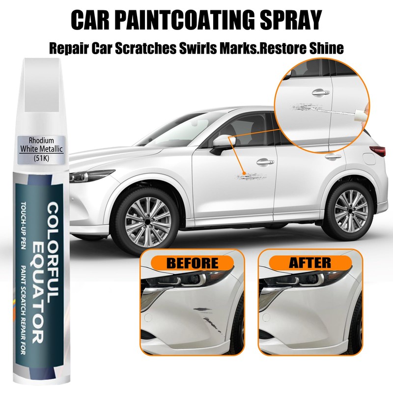 Touch Up Paint(51K Rhodium White Metallic) for Mazda, Car Paint