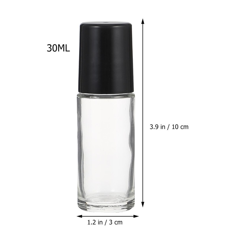 JJLFresheners 2Pcs Black Clear Empty Glass, Essential Oil Roller Bottles