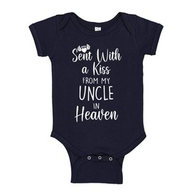 Sent with A Kiss from My Uncle in Heaven Baby Bodysuit NB Navy Blue