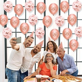 Womens 50th Birthday Balloons Rose Gold 50th Birthday Decorations for Women Happy 50th Birthday Balloons Rose Gold 50th Birthday Party Balloons 20 Pack by Wonsta