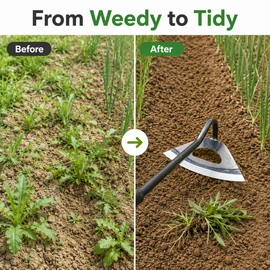 Handheld Hollow Hoe for Weeding & Digging – Steel Garden Rake Tool for Vegetable Beds, Soil Loosening & Yard Care