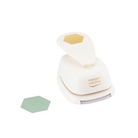 Vaessen Creative Hexagon Motif Punch, 4.4 x 5.1 cm, Punch for Craft Paper, Coloured Paper, Scrapbook Paper or Decoupage Paper, White/Pink