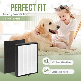 Nisreen 45i Replacement Filter Compatible with 45i Air Purifier, 45i Filter Compared to Part NO. B4-Fresh, 1 H13 True HEPA & 4 Carbon Pre-filters